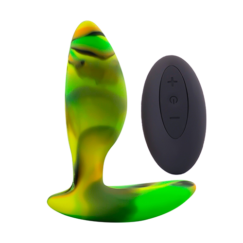 LA-13002RC Lealso Colorful Green Anal Plug Tail Vibrator1