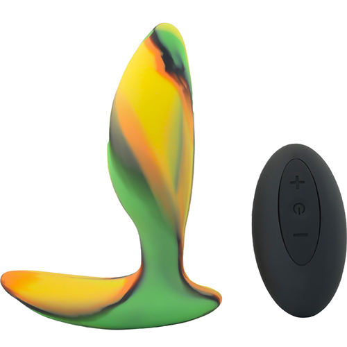 LA-13002RC Lealso Colorful Green Anal Plug Tail Vibrator2