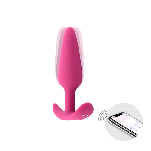 LA-13003APP Anal Plug Silicone Prostate Massage Black Butt Vibrator Mobile Control2